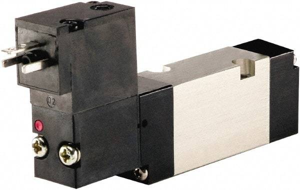ARO/Ingersoll-Rand - Solenoid Actuator, Spring Return, 2 Position, Body Ported Solenoid Air Valve - 24 VDC Input, 1/4 CV, 4 Way, 115 psi, 122° Max Temp - Americas Industrial Supply