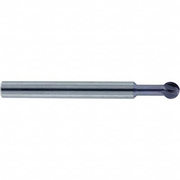 Accupro - 1/2" Diam, 0.427" LOC, 4 Flute Solid Carbide Ball End Mill - nACo Finish, Single End, 3" OAL, 1/2" Shank Diam, Undercutting - Americas Industrial Supply