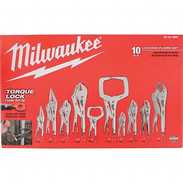 Milwaukee Tool - Plier Sets Set Type: Locking Pliers Number of Pieces: 10 - Americas Industrial Supply