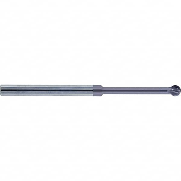 Accupro - 3/16" Diam, 0.16" LOC, 4 Flute Solid Carbide Ball End Mill - nACo Finish, Single End, 3" OAL, 3/16" Shank Diam, Undercutting - Americas Industrial Supply