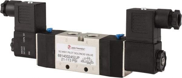 PRO-SOURCE - 1/4", 5/2 Way Double Stacking Solenoid Valve - 24 VDC, 0.98 CV Rate, 2.6" High x 7.76" Long - Americas Industrial Supply