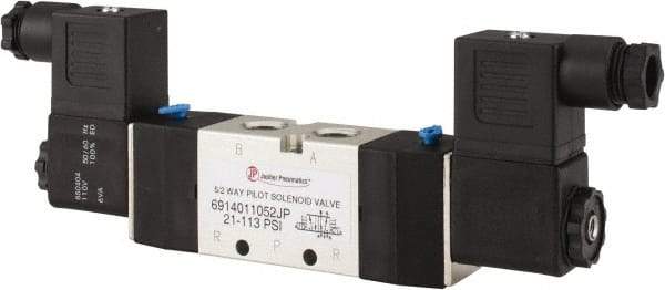 PRO-SOURCE - 1/4", 5/2 Way Double Stacking Solenoid Valve - 110 VAC, 0.98 CV Rate, 2.6" High x 7.76" Long - Americas Industrial Supply