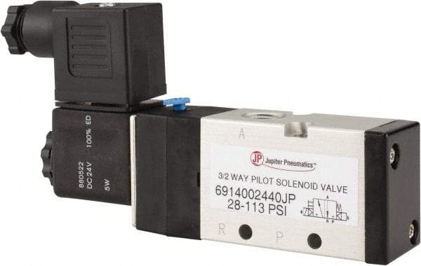 PRO-SOURCE - 1/4", 3/2 Way Single Stacking Solenoid Valve - 24 VDC, 0.98 CV Rate, 2.6" High x 5.12" Long - Americas Industrial Supply