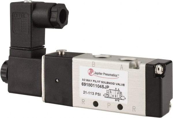 PRO-SOURCE - 1/8", 5/2 Way Body Ported Stacking Solenoid Valve - 110 VAC, 0.6 CV Rate, 1.36" High x 3.88" Long - Americas Industrial Supply