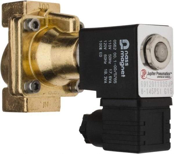 PRO-SOURCE - 1/2", 2/2 Way Steam Series Stacking Solenoid Valve - 110 VAC, 4.5 CV Rate, 4.19" High x 2.76" Long - Americas Industrial Supply