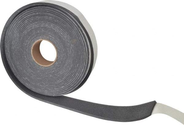 Made in USA - 3/8" Thick x 2" Wide x 50' Long Gray Open Cell Polyurethane Foam Rubber Roll - Stock Length, Adhesive Back, 1.8 to 2.2 Lb/Cu Ft Density, -20°F to 160°F - Americas Industrial Supply