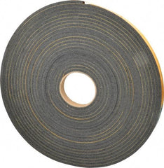 Made in USA - 1/4" Thick x 3/4" Wide x 50' Long Black Open Cell Natural Foam Rubber Roll - Stock Length, Adhesive Back, 24 to 30 Lb/Cu Ft Density, -20°F to 160°F - Americas Industrial Supply