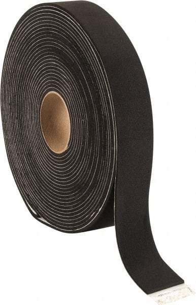 Made in USA - 3/16" Thick x 2" Wide x 50' Long Black Closed Cell Neoprene-Blend Spring Rubber Roll - Stock Length, Adhesive Back, 8 to 11 Lb/Cu Ft Density, -40°F to 158°F - Americas Industrial Supply