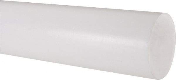 Made in USA - 1' Long, 2-1/2" Diam, PTFE (Virgin) Plastic Rod - White - Americas Industrial Supply