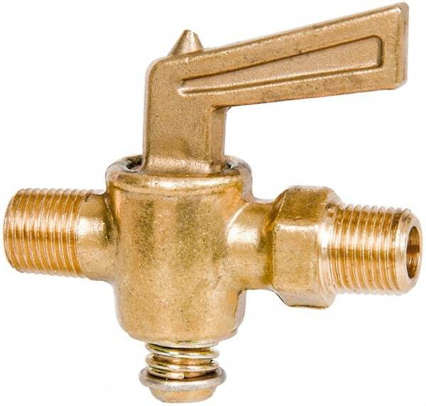 Parker - 1/8" Pipe, Male Pipe to Male Pipe Drain Cock & Shutoff Valve - 1/8-27 Thread, 30 Max psi - Americas Industrial Supply