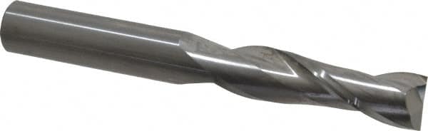 SGS - 5/8", 2-1/4" LOC, 5/8" Shank Diam, 5" OAL, 2 Flute, Solid Carbide Square End Mill - Single End, Uncoated, Spiral Flute, 30° Helix, Centercutting, Right Hand Cut, Right Hand Flute, Series 3L - Americas Industrial Supply
