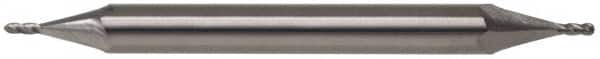 SGS - 7/16" Diam, 9/16" LOC, 4 Flute Solid Carbide Ball End Mill - Uncoated, Double End, 2-3/4" OAL, 7/16" Shank Diam, Spiral Flute - Americas Industrial Supply