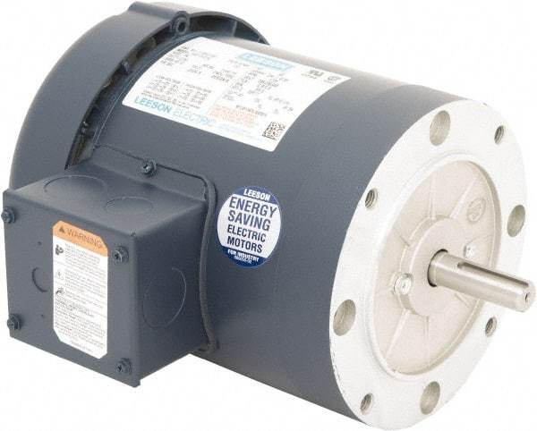 Leeson - 2 Max hp, 3,600 Max RPM, Premium Efficient Electric AC DC Motor - 230/460 V Input, Three Phase, 56C Frame, 5/8" Shaft Diam, C-Face Mount, TEFC Enclosure - Americas Industrial Supply