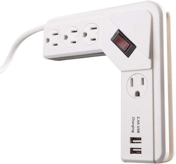 Woods PRO - 4 Outlets, 125 Volts, 15 Amps, 4' Cord, Power Outlet Strip - Keyhole Mount, 5-15 NEMA Configuration, 6-1/2" Strip, cULus - Americas Industrial Supply