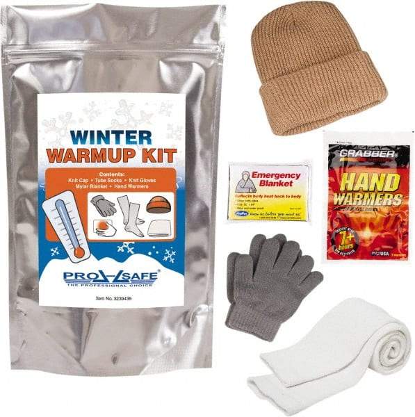 PRO-SAFE - Emergency Preparedness Kits Type: Winter Warm Up Kit Contents: Knit Stocking Cap; Gloves; Tube Socks; Emergency Blanket; (2) Hand Warmers - Americas Industrial Supply