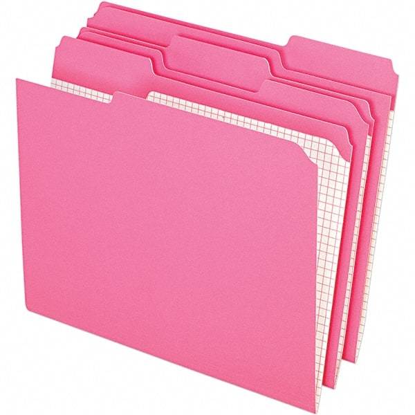 Pendaflex - 10 x 12", Letter Size, Pink, File Folders with Top Tab - 11 Point Stock, Assorted Tab Cut Location - Americas Industrial Supply