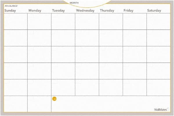 AT-A-GLANCE - 36 Sheet, 36 x 24", Monthly Planning Surface - Gray, White & Orange - Americas Industrial Supply