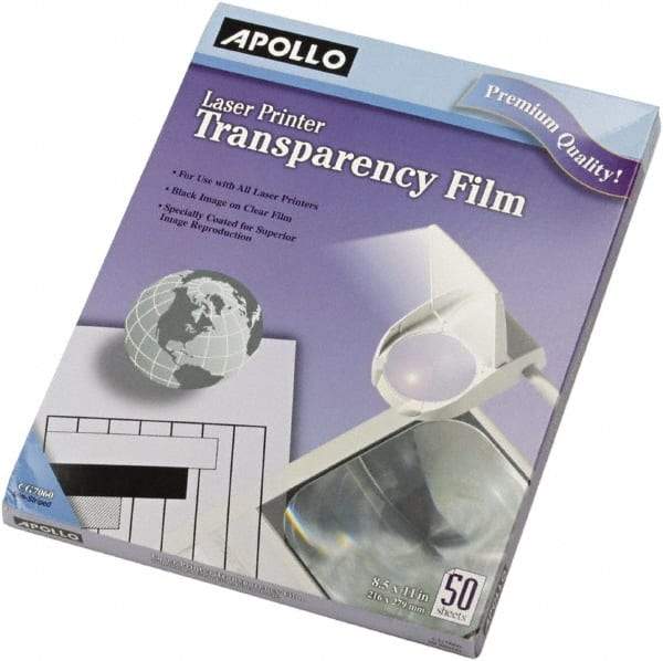 Apollo - Transparency Films & Sleeves Audio Visual Conference Accessory Type: Transparency Sleeves For Use With: Laser Copiers; Laser Printers - Americas Industrial Supply