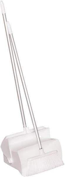 Remco - 14" Wide x 7-1/8" Deep x 47-1/2" High Upright Dustpan with Broom - Plastic Body, 37" Aluminum Handle, White - Americas Industrial Supply