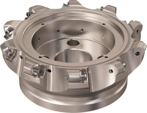 Seco - 10 Inserts, 145.2mm Cutter Diam, 1.8mm Max Depth of Cut, Indexable High-Feed Face Mill - 40mm Arbor Hole Diam, 16.4mm Keyway Width, 63mm High, R220.21 Toolholder, 218.21-230 Inserts, Series High Feed 6 - Americas Industrial Supply