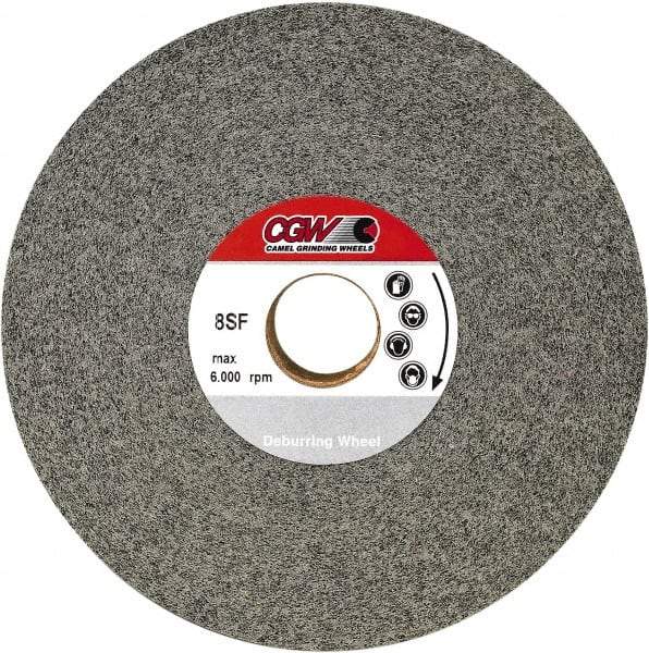 Camel Grinding Wheels - 8" Diam, 1" Face Width, 3" Center Hole, Medium Grade, Aluminum Oxide Deburring Wheel - Convolute, Hard Density 8 Grade, 4,500 RPM - Americas Industrial Supply