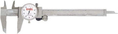 SPI - 0mm to 200mm Range, 0.02 mm Graduation, 2mm per Revolution, Dial Caliper - White Face, 50mm Jaw Length, Accurate to 0.03mm - Americas Industrial Supply