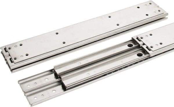 Sugatsune - 16" Slide Length, 16.56" Travel Length, Stainless Steel Ball Bearing Slide SSR-10 - 7/8" Wide, 2-3/4" High, 571 Lb Capacity at Full Extension, Satin Finish - Americas Industrial Supply