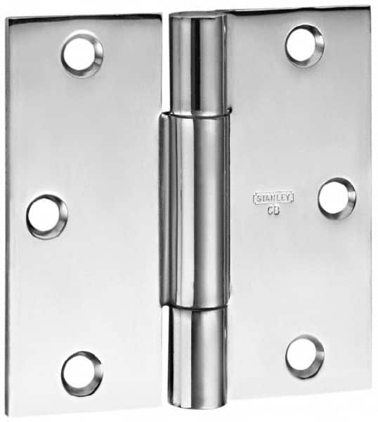 Stanley - 4-1/2" Long x 4-1/2" Wide Steel Full Mortise Commercial Hinge - Americas Industrial Supply