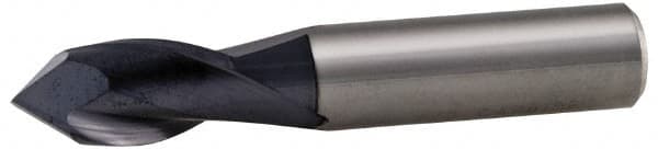 Accupro - 5/8" Diam, 1-1/4" LOC, 2 Flute, 90° Point Angle, Solid Carbide Drill Mill - AlTiN Finish, 3-1/2" OAL, 5/8" Shank Diam - Americas Industrial Supply
