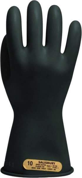 Salisbury by Honeywell - Class 00, Size M (8), 11" Long, Rubber Lineman's Glove - 500 AC Max Use Voltage, 2,500 AC Test Voltage, Black, ASTM D120 - Americas Industrial Supply