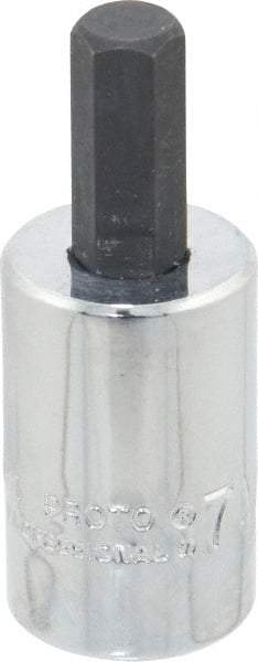 Proto - 3/8" Drive, 7mm Hex Bit Socket - 1-49/64" OAL, 3/4" Bit Length - Americas Industrial Supply