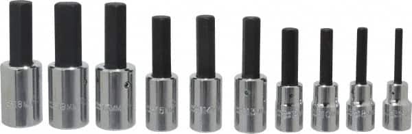Proto - 10 Piece 1/2" Drive Metric Hex Bit Socket Set - 6 to 19mm Hex - Americas Industrial Supply