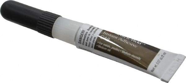 3M - 0.07 oz Tube Clear Instant Adhesive - Series CA-8, 5 to 10 sec Working Time, 24 hr Full Cure Time, Bonds to Cardboard, Cork Board, Fabric, Fiberglass, Foam, Metal, Paper, Plastic, Rubber & Vinyl - Americas Industrial Supply