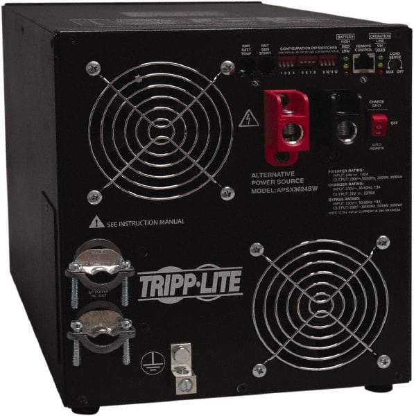 Tripp-Lite - Hardwire Connection, 24 VDC Input, 230 Output, 6,000 Peak Wattage, Surface Mount Power Inverter - 8.9" Wide x 10.08" Deep x 10-2/25" High, 3,000 Watt Continuous Output Power, Fan Cooled - Americas Industrial Supply