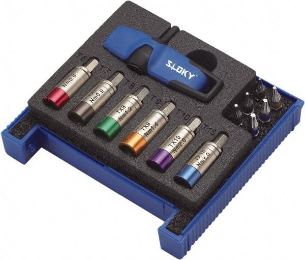 Sloky - 13 Piece, 0.6 to 3 N/m, TorxPlus Preset Torque Limiting Screwdriver - 1/4" Drive - Americas Industrial Supply