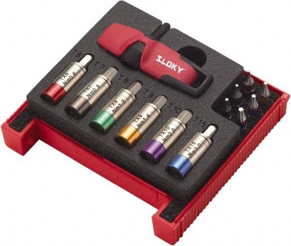 Sloky - 13 Piece, 0.6 to 3 N/m, Torx Preset Torque Limiting Screwdriver - 1/4" Drive - Americas Industrial Supply