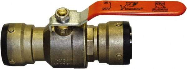 SharkBite - 1-1/4" Pipe, Standard Port, Brass Standard Ball Valve - Inline - Two Way Flow, Push-to-Connect x Push-to-Connect Ends, Steel Handle, 200 WOG - Americas Industrial Supply