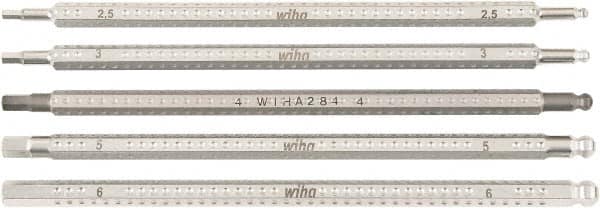 Wiha - 5 Piece Hex Drive Bit Set - Ball End Hex Point - Americas Industrial Supply