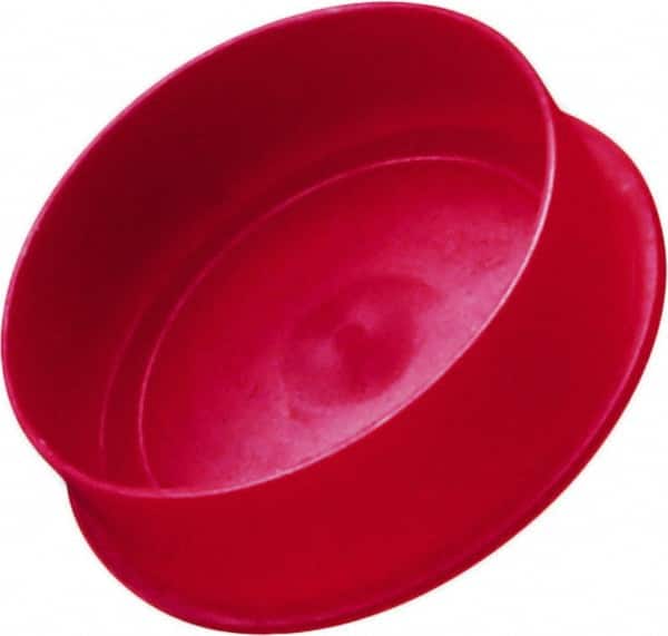 Caplugs - 4.944" ID, Round Head Cap - 5.12" OD, 1-1/4" Long, Low-Density Polyethylene, Red - Americas Industrial Supply
