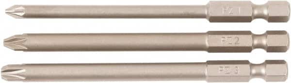 Wiha - #1, #2, #3 Pozidriv Screwdriver Bit - 90mm OAL - Americas Industrial Supply