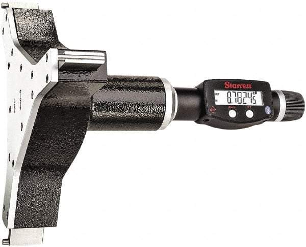 Starrett - 8" to 9", IP67, Carbide Face Electronic Inside Micrometer - 0.00005" Resolution, 0.0003" Accuracy, 4-5/8" Gage Depth - Americas Industrial Supply