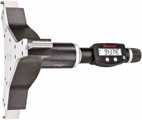 Starrett - 9" to 10", IP67, Carbide Face Electronic Inside Micrometer - 0.00005" Resolution, 0.0003" Accuracy, 4-5/8" Gage Depth - Americas Industrial Supply