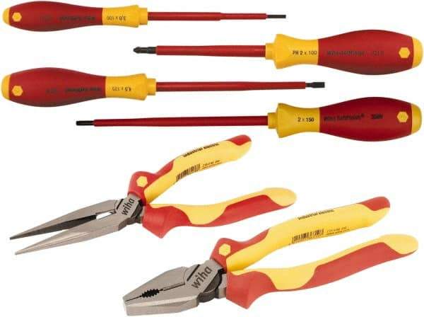 Wiha - 6 Piece Insulated Plier Set - Comes in Vinyl Pouch - Americas Industrial Supply
