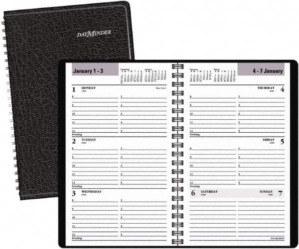 DayMinder - 26 Sheet, 4-7/8 x 8", Weekly Planner - Black - Americas Industrial Supply