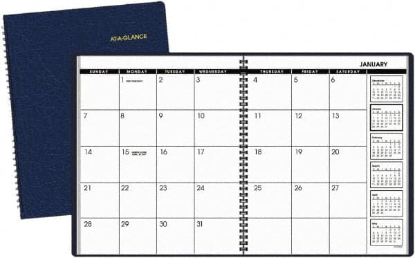 AT-A-GLANCE - 24 Sheet, 9 x 11", 15 Month Planner - Navy - Americas Industrial Supply