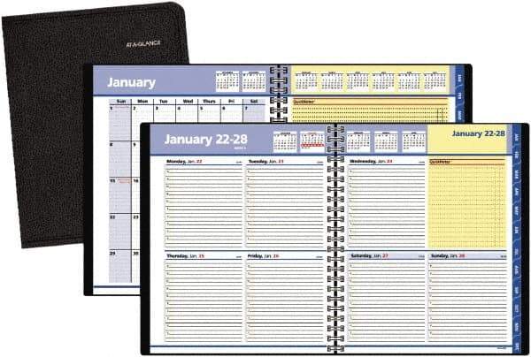 AT-A-GLANCE - 38 Sheet, 8 x 9-7/8", Weekly/Monthly Planner - Black - Americas Industrial Supply