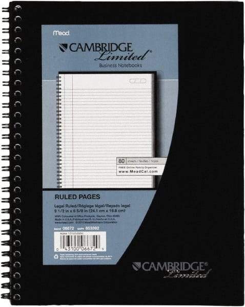Cambridge - 80 Sheet, 4 x 8", Legal (Style) Meeting Notebook - Black - Americas Industrial Supply