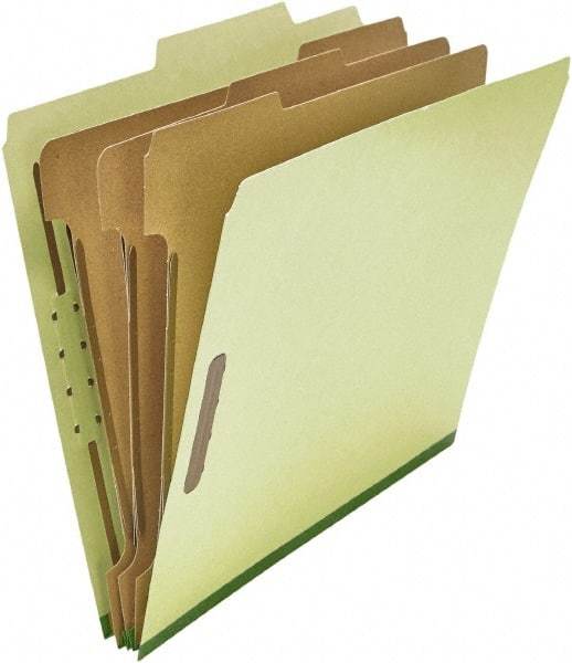 UNIVERSAL - 8-1/2 x 11", Letter Size, Green, Classification Folders with Top Tab Fastener - 25 Point Stock, Right of Center Tab Cut Location - Americas Industrial Supply