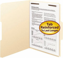 SMEAD - 8-1/2 x 11", Letter Size, Manila, File Folders with Top Tab - 11 Point Stock, Assorted Tab Cut Location - Americas Industrial Supply