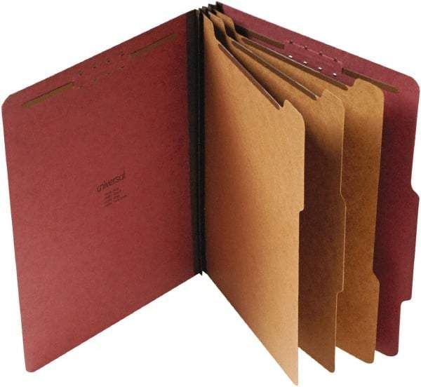 UNIVERSAL - 8-1/2 x 11", Letter Size, Red, Classification Folders with Top Tab Fastener - 25 Point Stock, Right of Center Tab Cut Location - Americas Industrial Supply